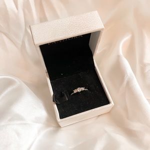 Brand New Pandora Clear 3 Stone Ring in Sterling Silver (with box)